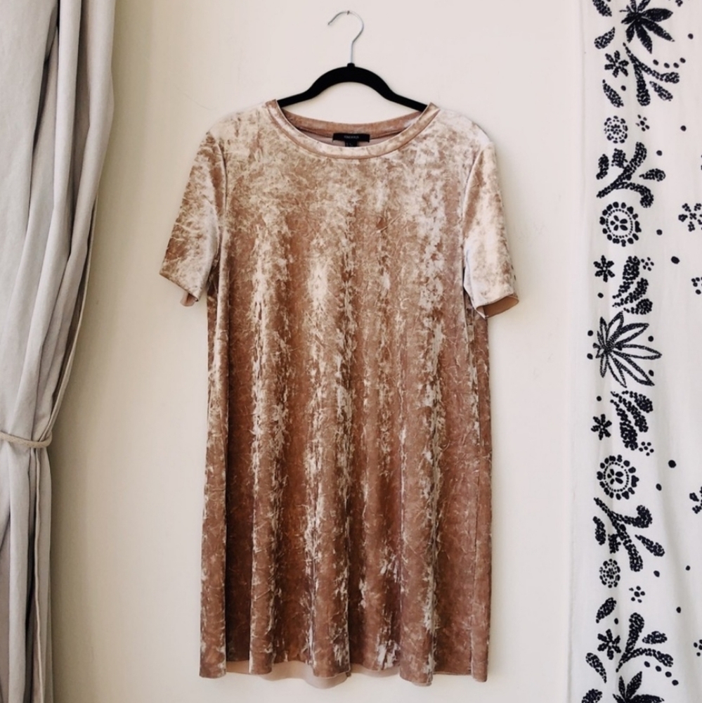 Forever 21 Light Pink Velvet Tee Mini Dress
